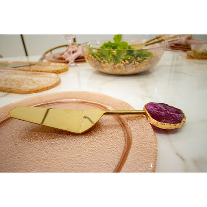 Gold cake shovel Pierre agate rose