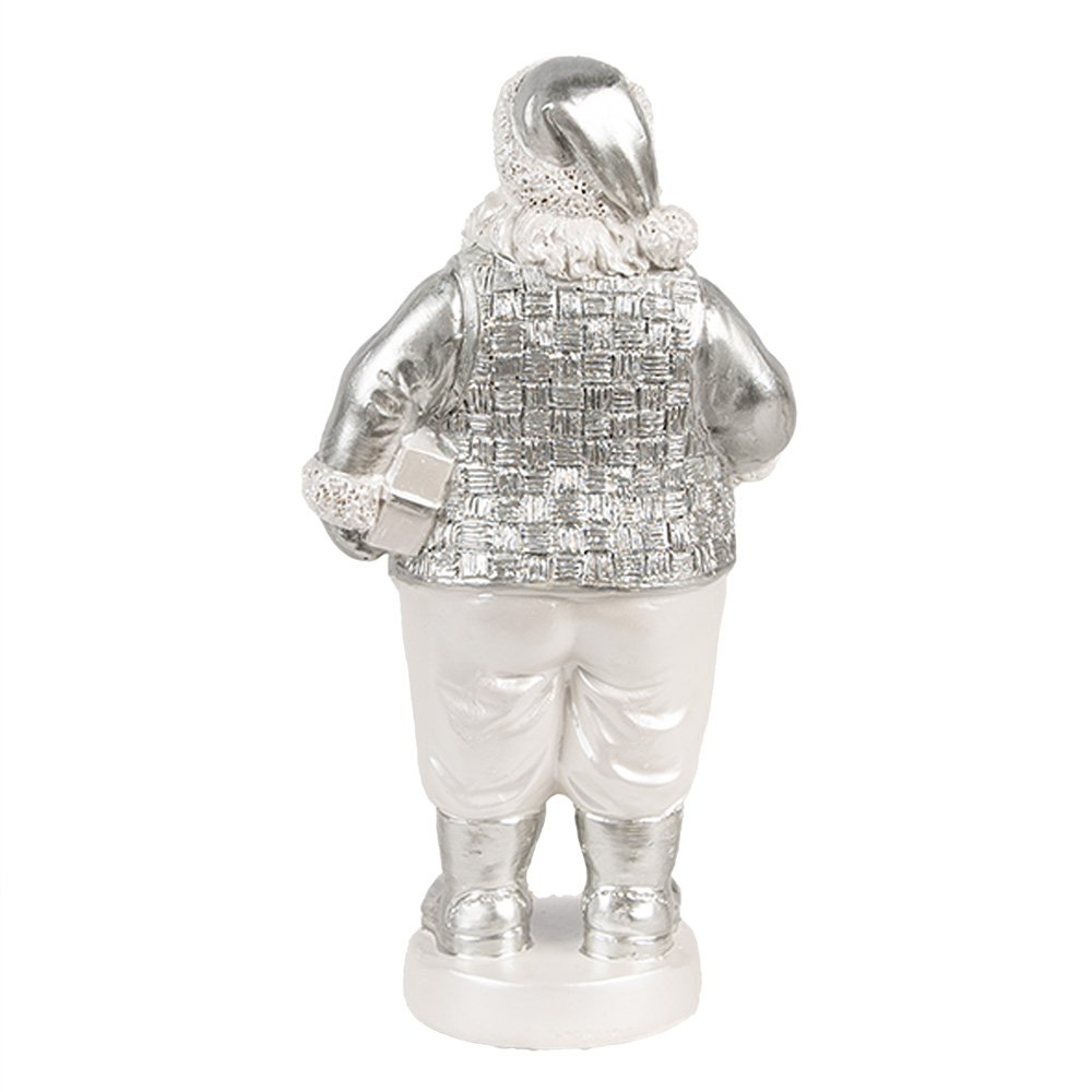 Kerstman beeld 16 cm zilver polyresin