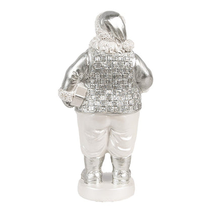 Kerstman beeld 16 cm zilver polyresin