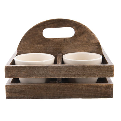 Bloempot set 4 stuks 24x24x17 cm bruin hout