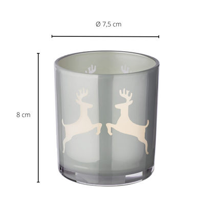 Theelichtglazen Loki 2 stuks 8 cm grijs kristalglas