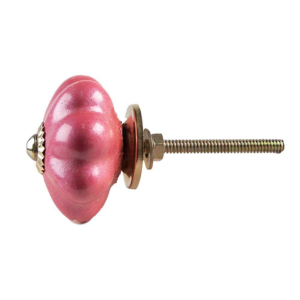 Deurknop 4 cm roze keramiek bloem