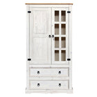 Large Solid Pine Display Cabinet with Glass Door
