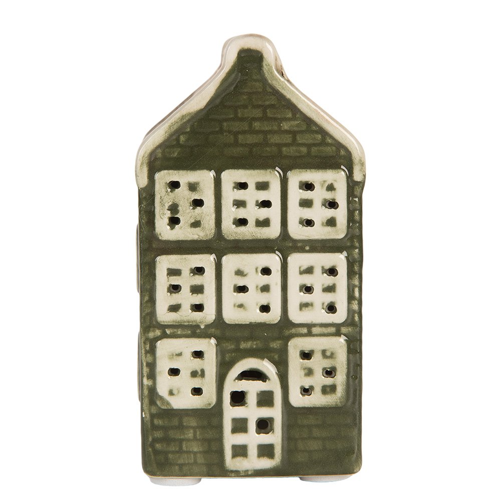 LED huisje 4x4x8 cm groen keramiek
