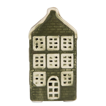 LED huisje 4x4x8 cm groen keramiek