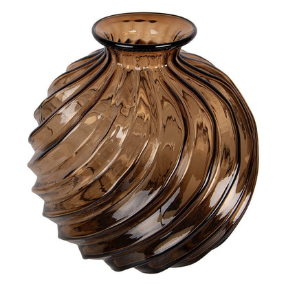 Vaas Ø 24x25 cm Bruin Glas