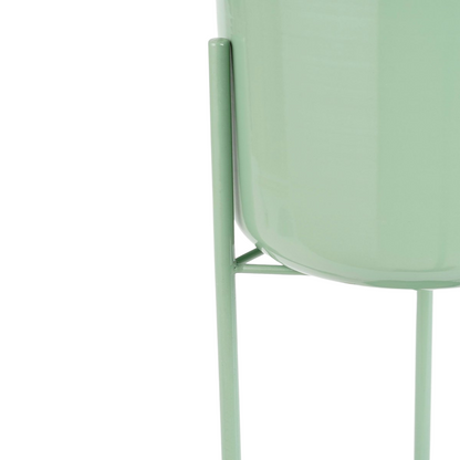 Bloempot met standaard 19x60 cm groen ijzer