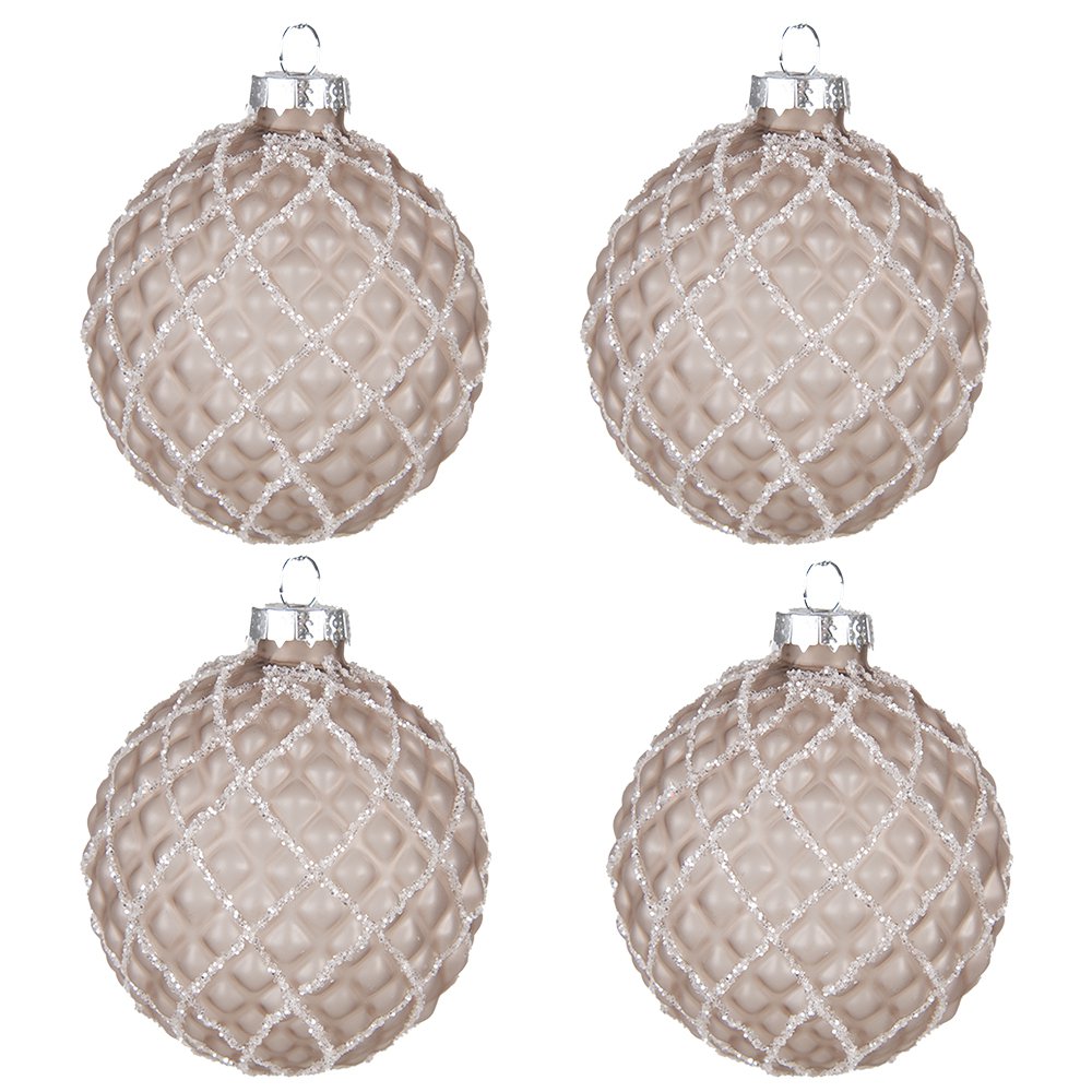 Kerstbal 4 stuks Ø 8 cm bruin glas