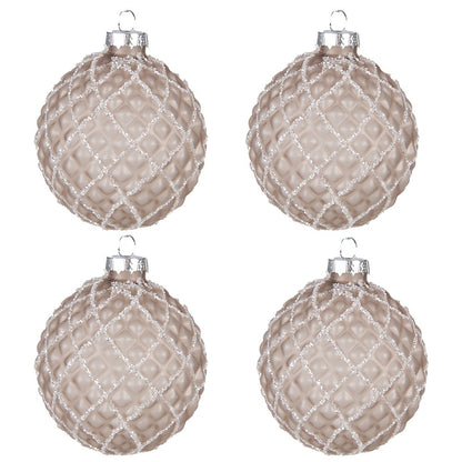 Kerstbal 4 stuks Ø 8 cm bruin glas