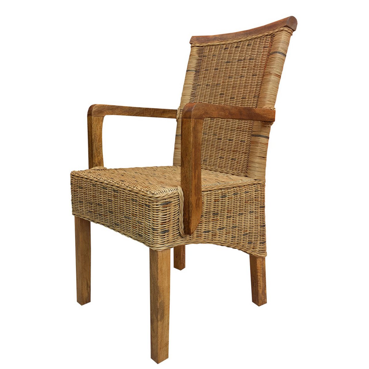 Eetkamerstoelen Set Van 2 Rotan Met Armleuningen Tabacco