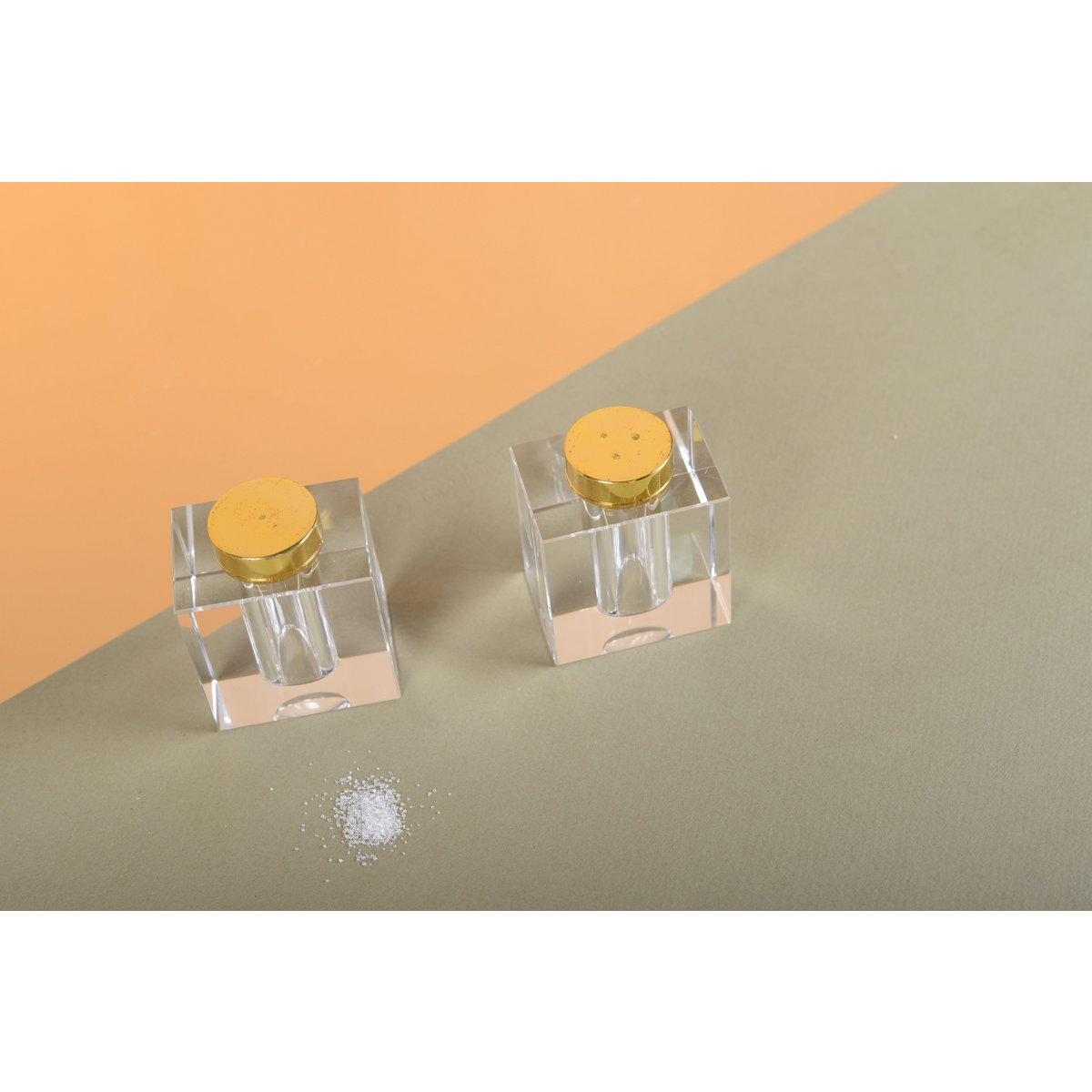 Zout en peper set goud glas 5x5x3,5 cm