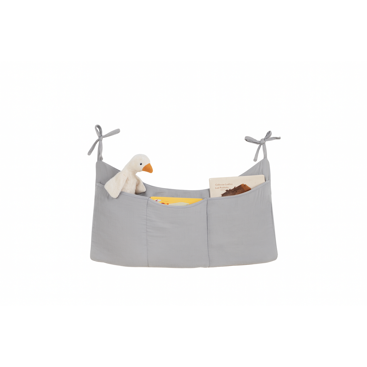 Bed organizer grijs mosselin
