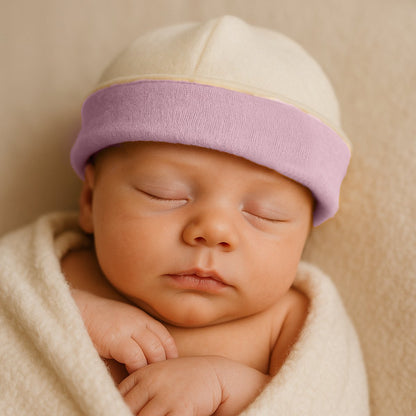 Newborn organic cotton hat white and pink