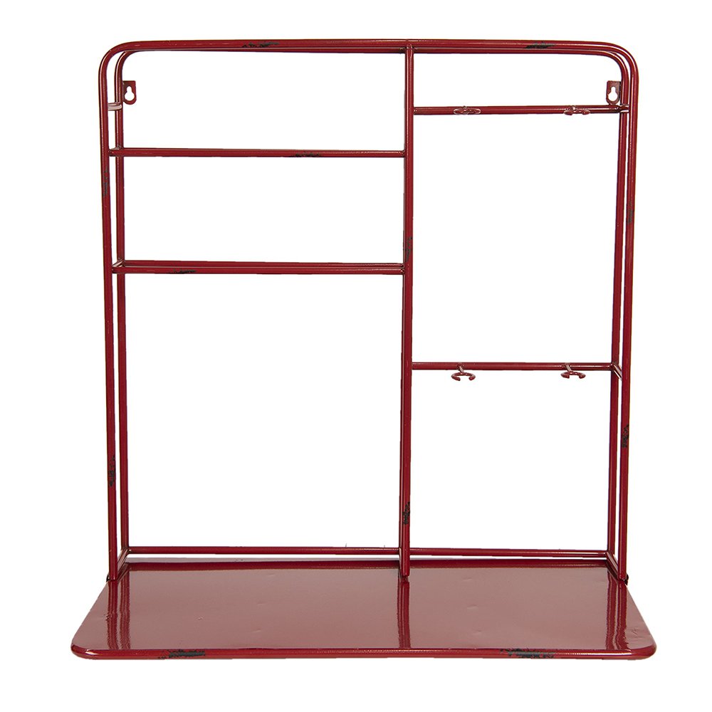 Wall Shelf 59x33x63 cm Red Iron Bottle Rack