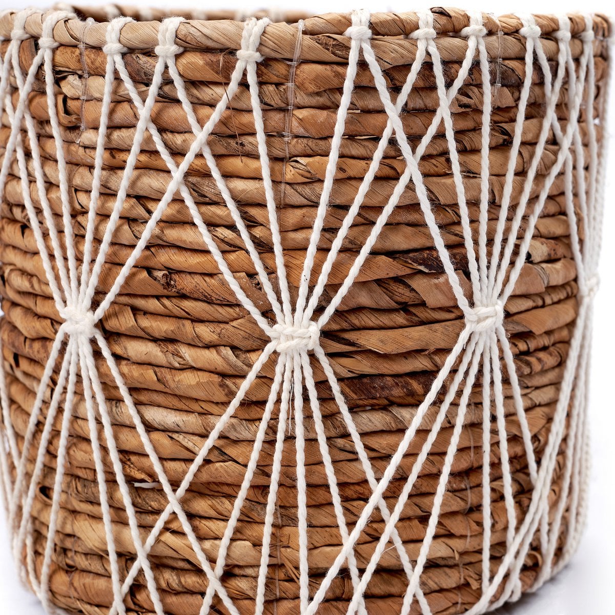 Plantenmand bananenvezel wit bruin