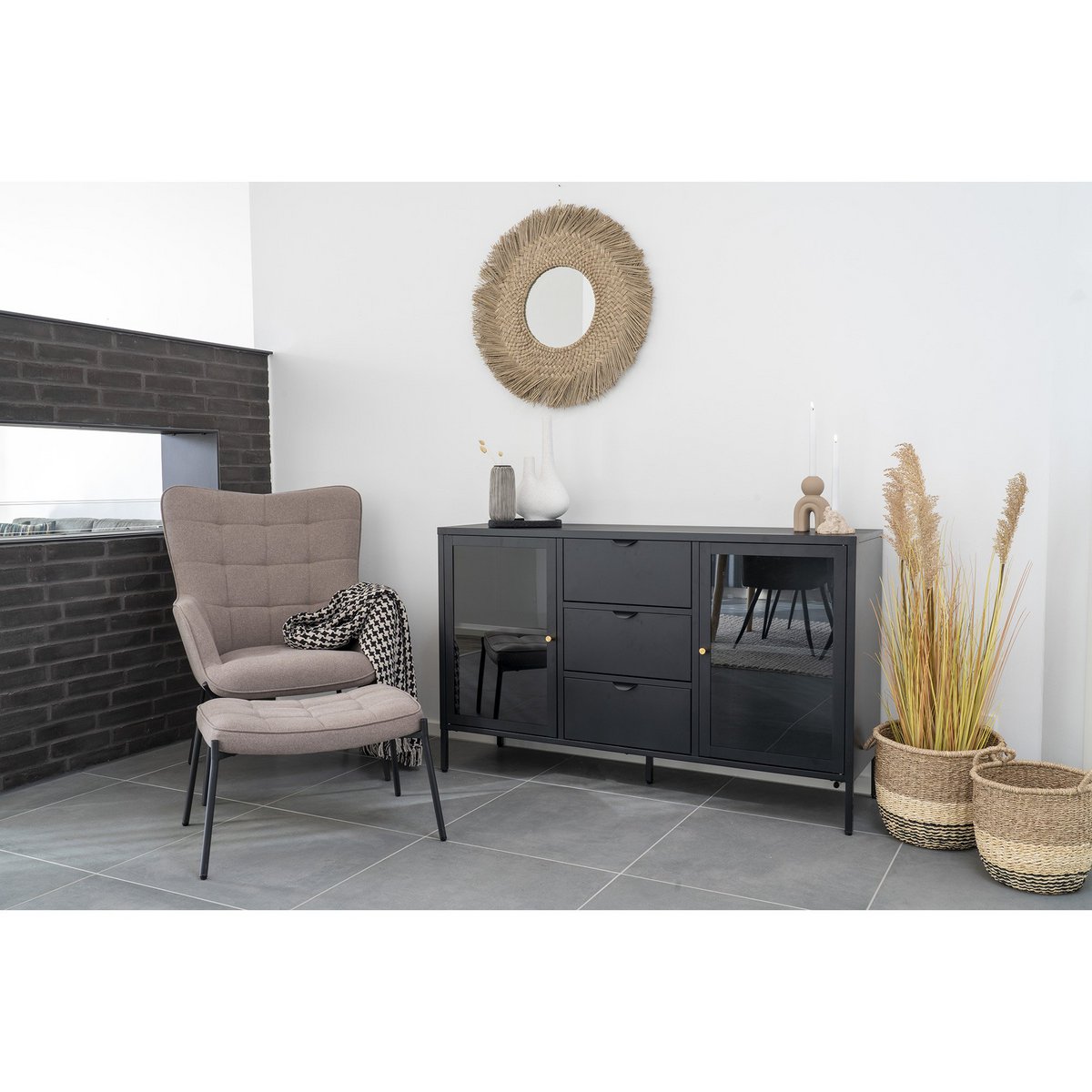 Voetsteun 41x61x36 cm steen polyester