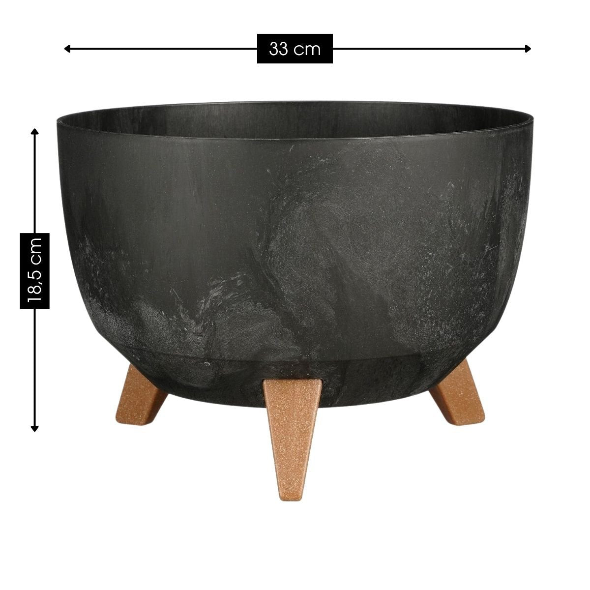 Plantenbak 33x18.5 cm zwart gerecycled plastic op poten
