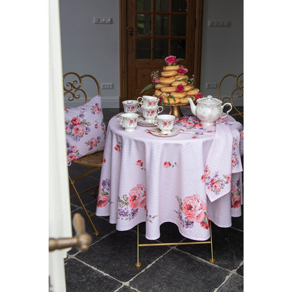 Tafelkleed 130x180 cm katoen roze paars rozenmotief