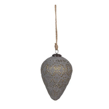 Kerstbal 15 cm grijs glas