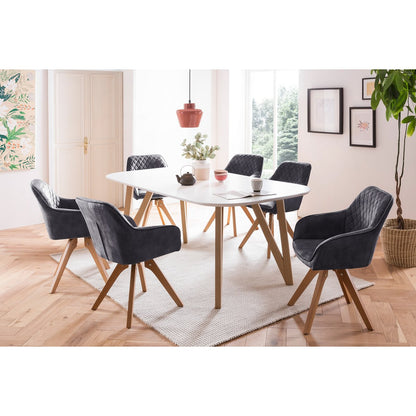 Eettafel 180x90x76 cm mat wit eiken