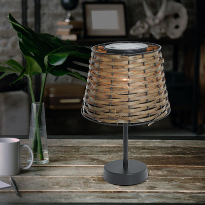 Tafellamp op zonne-energie 31 cm bruin poly rattan