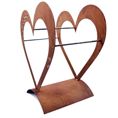 Houtopslag hart 54x50 cm roest metaal hout