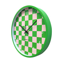 Clock - wall clock - block pattern - green/pink - 34x4x34cm