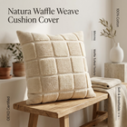 Kussenhoes 45x45 cm beige blokpatroon katoen
