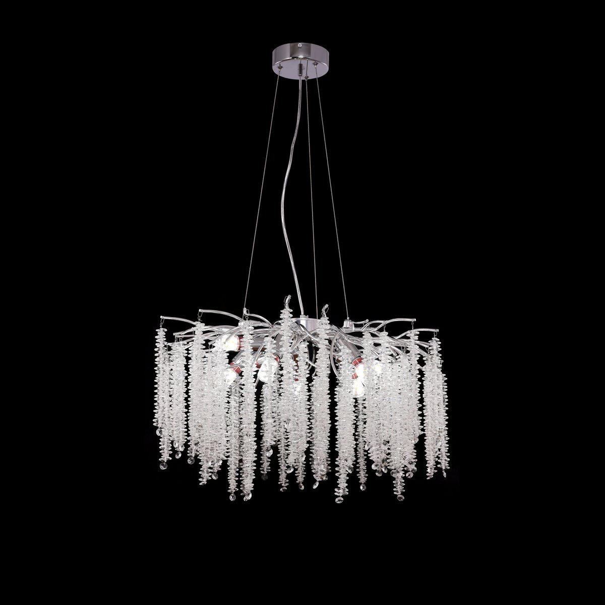 Hanglamp zilver rond 60 cm kristal