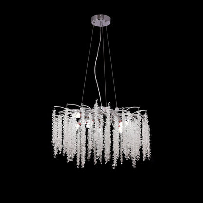 Hanglamp zilver rond 60 cm kristal