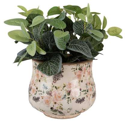 Bloempot Ø 22x18 cm Beige Roze Keramiek Bloemen Bloempot Binnen