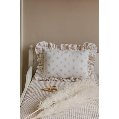 Muslin decorative cushion with ruffle "Boho Flowers"