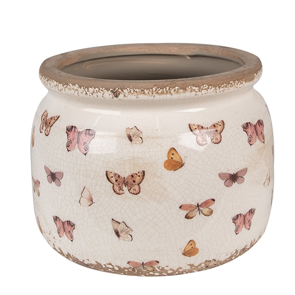 Bloempot Ø 20x15 cm keramiek beige roze