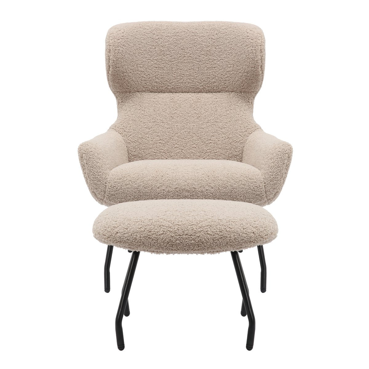 Fauteuil en kruk teddybont taupe