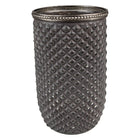 Theelichthouder grijs glas Ø 10x17 cm