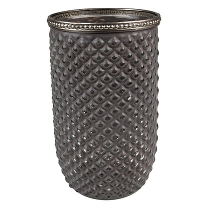 Theelichthouder grijs glas Ø 10x17 cm