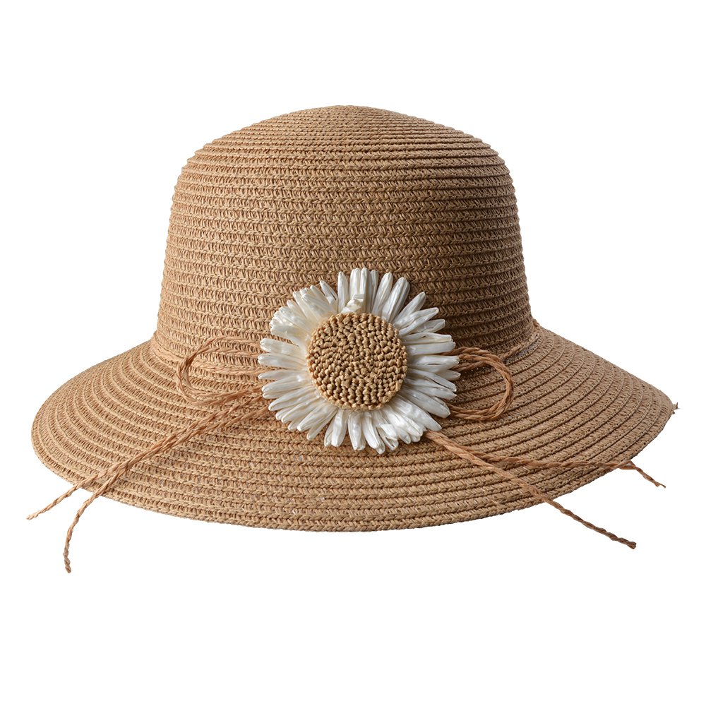 Hoed Dames Bruin, Papierstro en Polyester