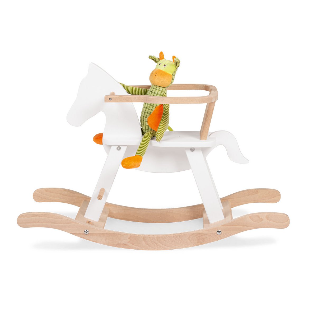 Rocking Horse "Pinolino" with ring, white/natural