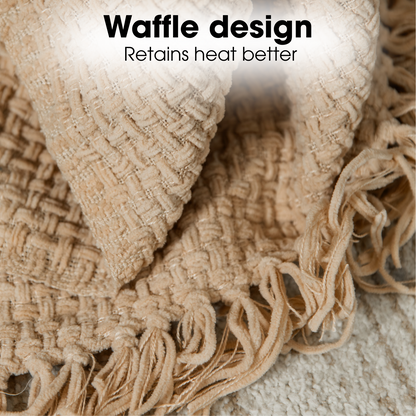 Plaid 180x130 cm polyester beige