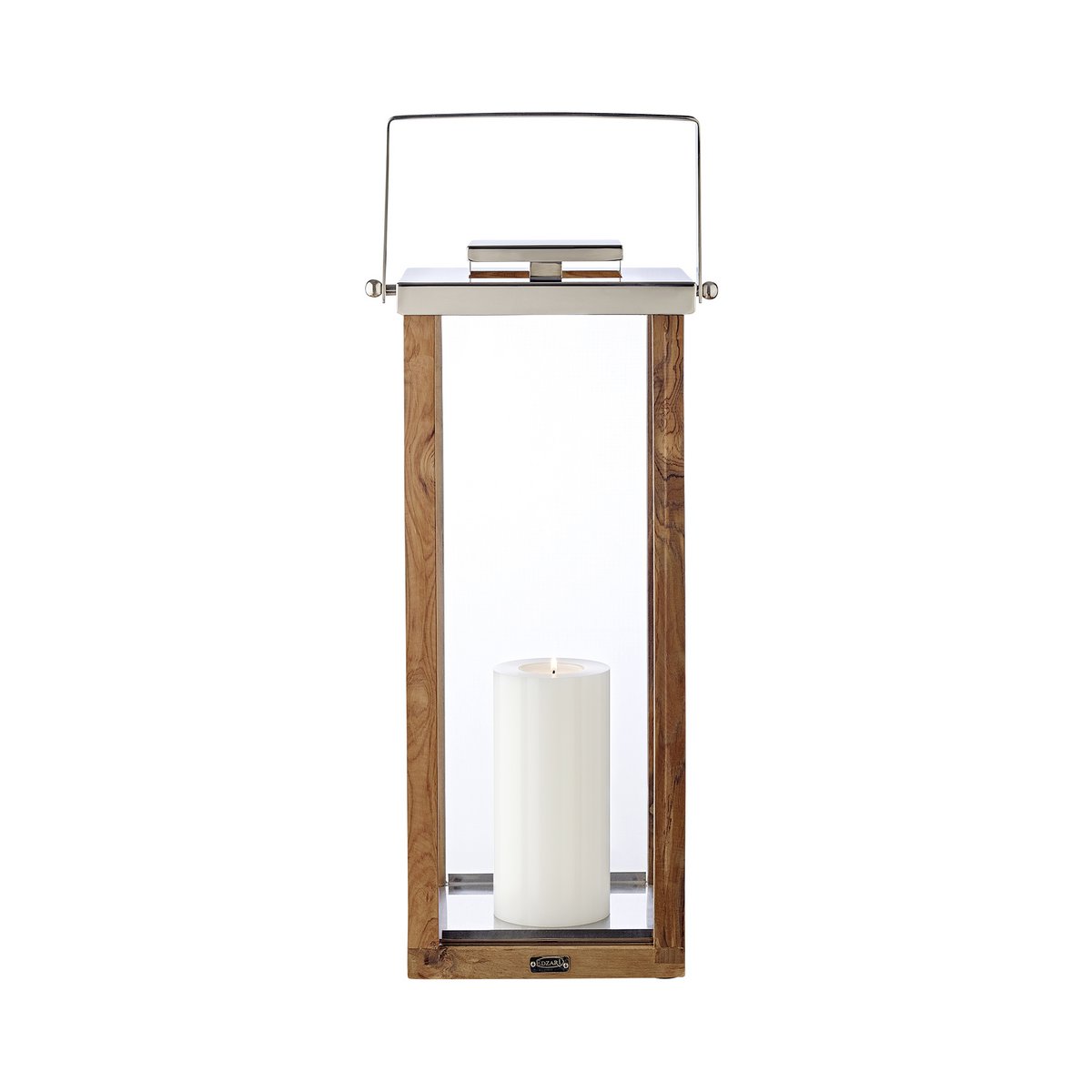 Lantaarn 70 cm hout RVS zilver