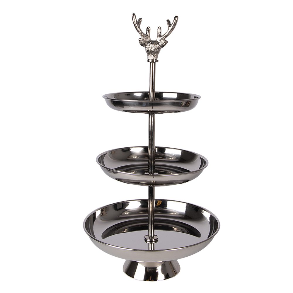 Etagère 3 laags Ø 26x48 cm aluminium zilverkleurig