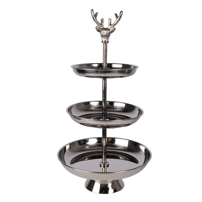 Etagère 3 laags Ø 26x48 cm aluminium zilverkleurig