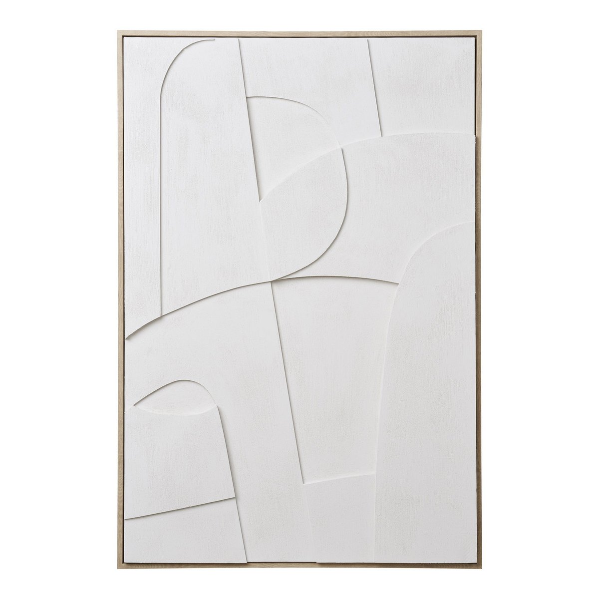 Wanddecoratie 60x90 cm wit canvas reliëf