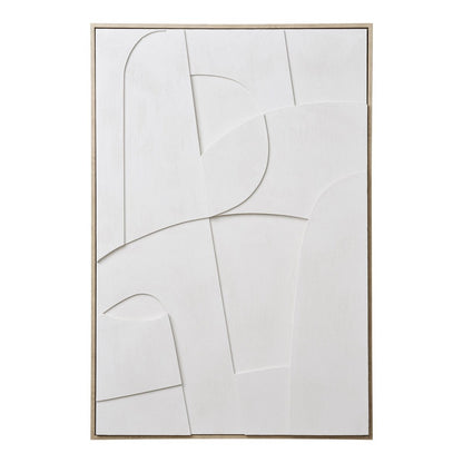 Wanddecoratie 60x90 cm wit canvas reliëf