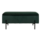 Compacte bank groen velours met opbergvak