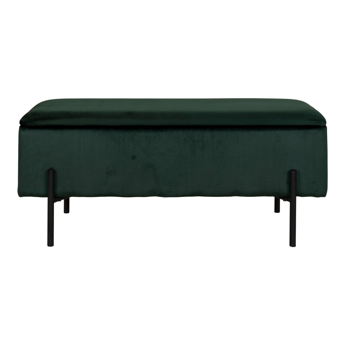 Compacte bank groen velours met opbergvak
