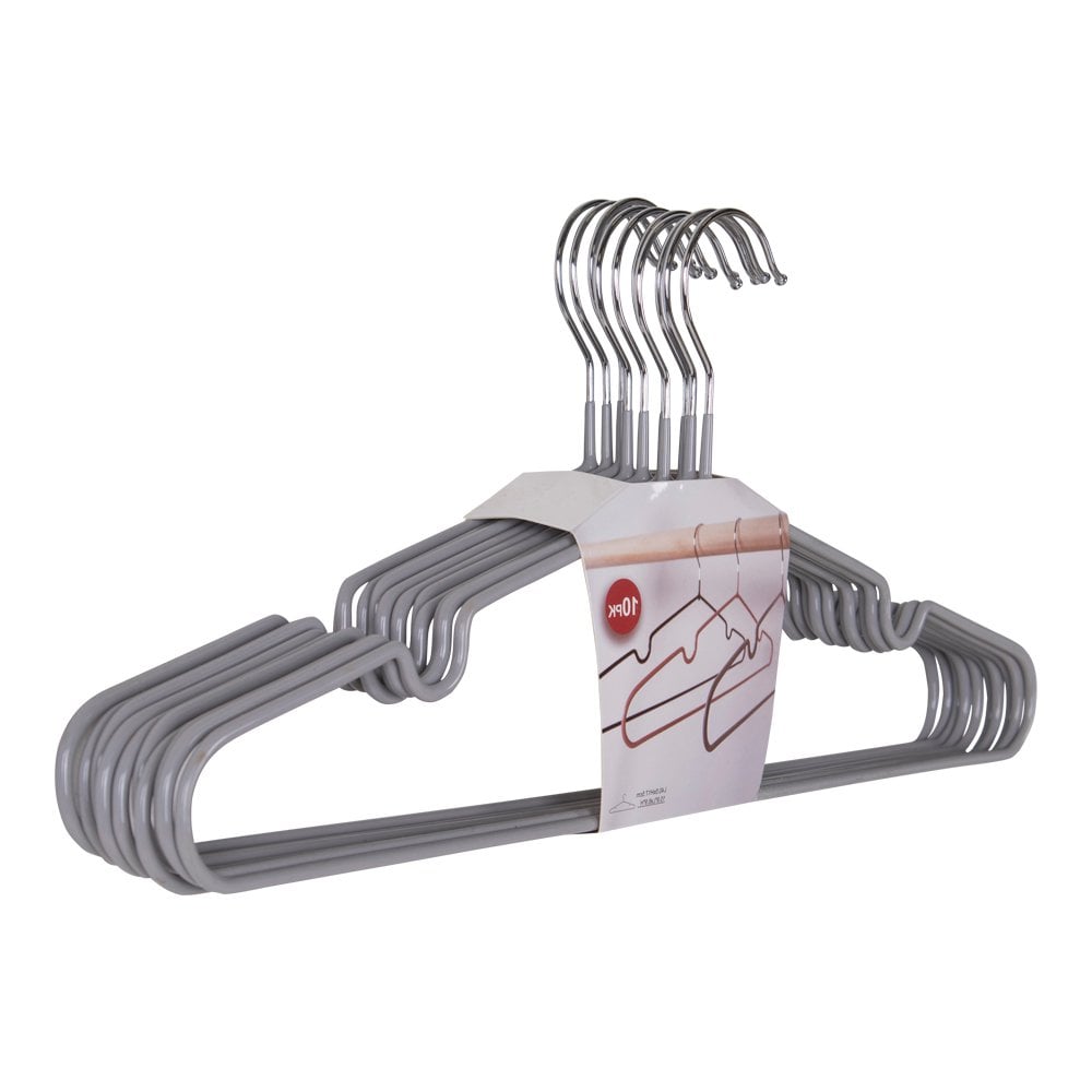 Massa Hangers set van 10 grijs metaal 41x4x18 cm