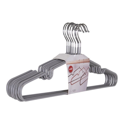 Massa Hangers set van 10 grijs metaal 41x4x18 cm