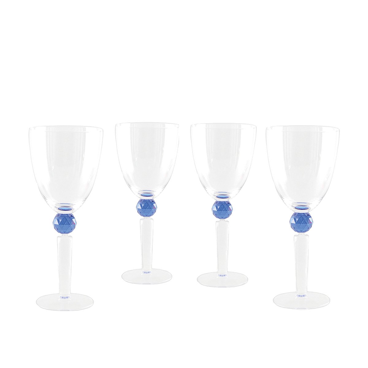 Wijnglazen Met Blauwe Diamantvoet Set Van Vier Marie Design