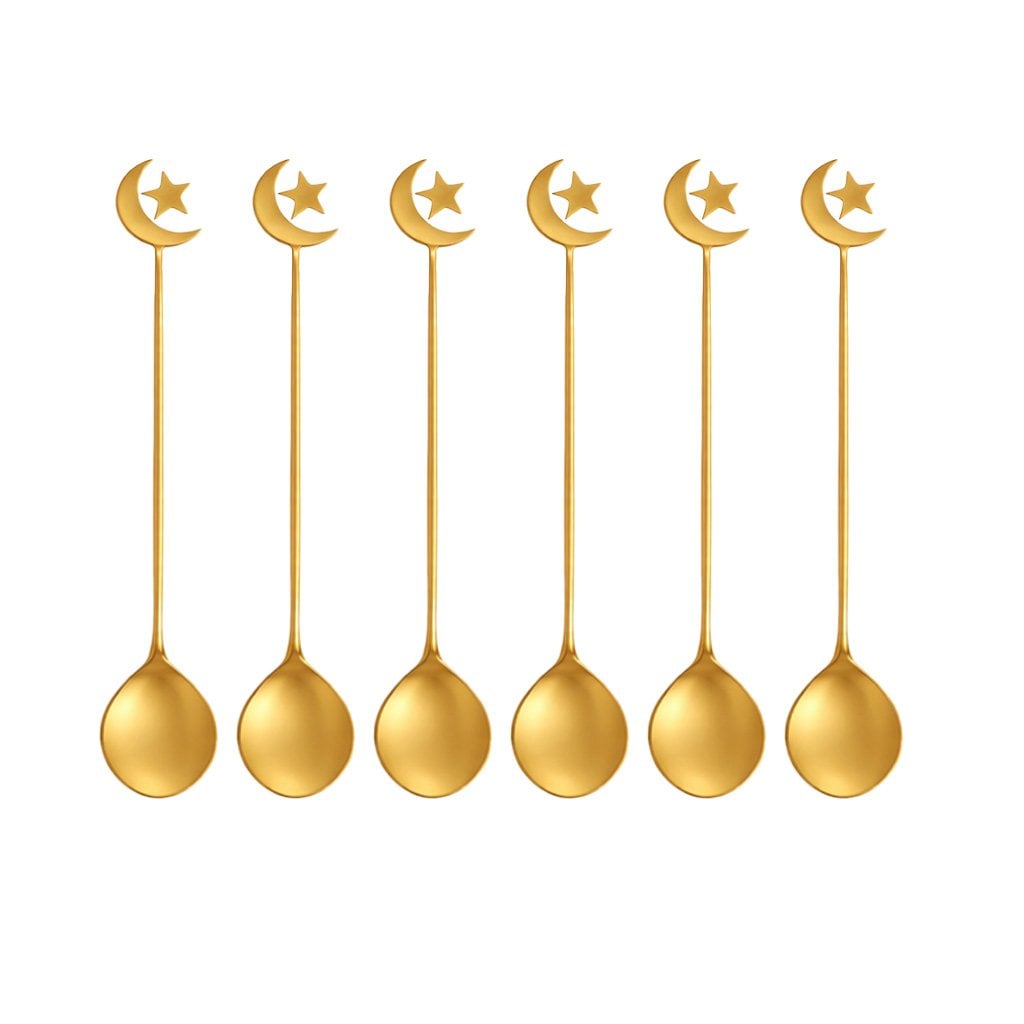 Lepels goud set van 6 metaal 16 cm